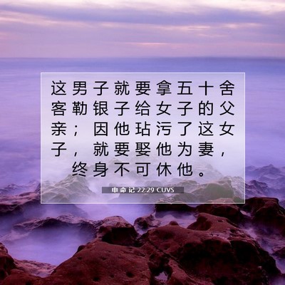 Picture 07 - 申 命 记 22:29 CUVS - 这 男 子 就 要 拿 五 十 舍 客 勒 银 - Bible Verse Picture