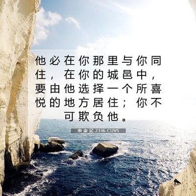 Picture 07 - 申 命 记 23:16 CUVS - 他 必 在 你 那 里 与 你 同 住 ， 在 - Bible Verse Picture