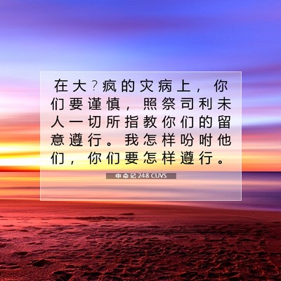 Picture 07 - 申 命 记 24:8 CUVS - 在 大 ? 疯 的 灾 病 上 ， 你 们 要 谨 - Bible Verse Picture