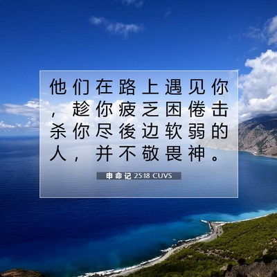 Picture 07 - 申 命 记 25:18 CUVS - 他 们 在 路 上 遇 见 你 ， 趁 你 疲 - Bible Verse Picture