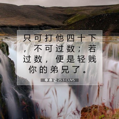 Picture 07 - 申 命 记 25:3 CUVS - 只 可 打 他 四 十 下 ， 不 可 过 数 - Bible Verse Picture