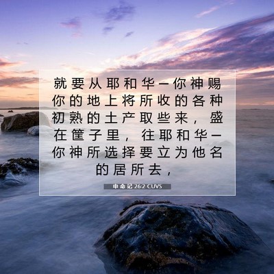 Picture 07 - 申 命 记 26:2 CUVS - 就 要 从 耶 和 华 ─ 你 神 赐 你 的 - Bible Verse Picture