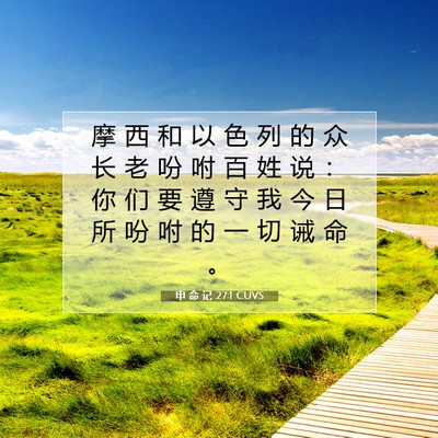 Picture 07 - 申 命 记 27:1 CUVS - 摩 西 和 以 色 列 的 众 长 老 吩 咐 - Bible Verse Picture