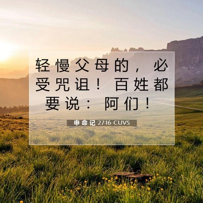 Picture 07 - 申 命 记 27:16 CUVS - 轻 慢 父 母 的 ， 必 受 咒 诅 ！ 百 - Bible Verse Picture