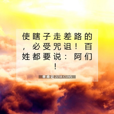 Picture 07 - 申 命 记 27:18 CUVS - 使 瞎 子 走 差 路 的 ， 必 受 咒 诅 - Bible Verse Picture