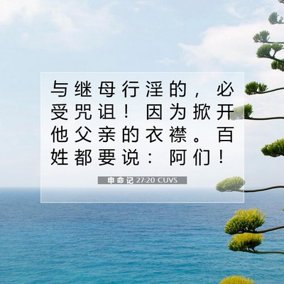 Picture 07 - 申 命 记 27:20 CUVS - 与 继 母 行 淫 的 ， 必 受 咒 诅 ！ - Bible Verse Picture