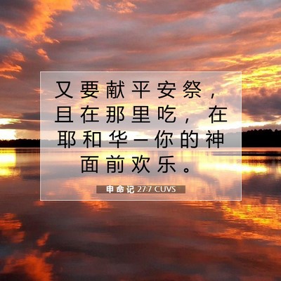Picture 07 - 申 命 记 27:7 CUVS - 又 要 献 平 安 祭 ， 且 在 那 里 吃 - Bible Verse Picture