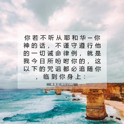 Picture 07 - 申 命 记 28:15 CUVS - 你 若 不 听 从 耶 和 华 ─ 你 神 的 - Bible Verse Picture