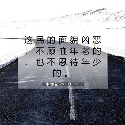 Picture 07 - 申 命 记 28:50 CUVS - 这 民 的 面 貌 凶 恶 ， 不 顾 恤 年 - Bible Verse Picture