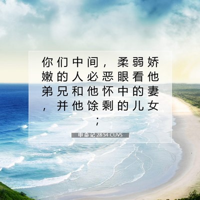 Picture 07 - 申 命 记 28:54 CUVS - 你 们 中 间 ， 柔 弱 娇 嫩 的 人 必 - Bible Verse Picture