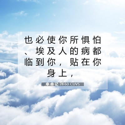 Picture 07 - 申 命 记 28:60 CUVS - 也 必 使 你 所 惧 怕 、 埃 及 人 的 - Bible Verse Picture