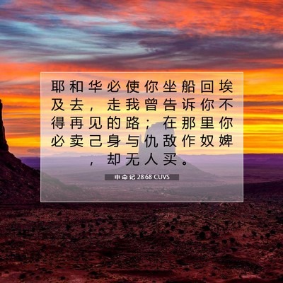Picture 07 - 申 命 记 28:68 CUVS - 耶 和 华 必 使 你 坐 船 回 埃 及 去 - Bible Verse Picture