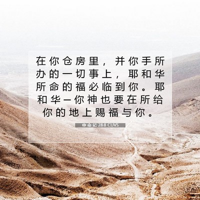 Picture 07 - 申 命 记 28:8 CUVS - 在 你 仓 房 里 ， 并 你 手 所 办 的 - Bible Verse Picture