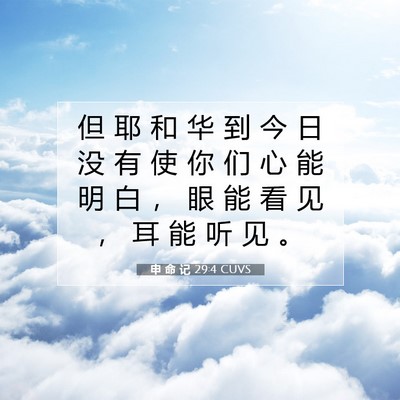 Picture 07 - 申 命 记 29:4 CUVS - 但 耶 和 华 到 今 日 没 有 使 你 们 - Bible Verse Picture