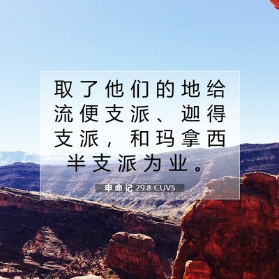 Picture 07 - 申 命 记 29:8 CUVS - 取 了 他 们 的 地 给 流 便 支 派 、 - Bible Verse Picture