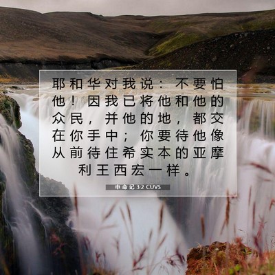 Picture 07 - 申 命 记 3:2 CUVS - 耶 和 华 对 我 说 ： 不 要 怕 他 ！ - Bible Verse Picture