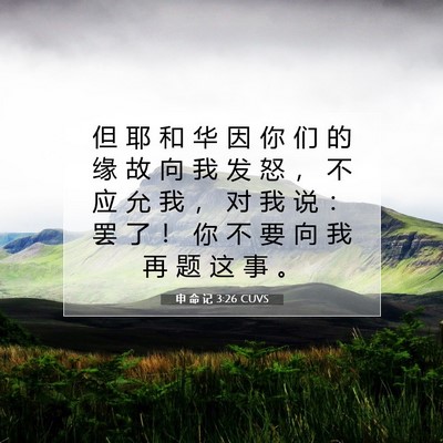 Picture 07 - 申 命 记 3:26 CUVS - 但 耶 和 华 因 你 们 的 缘 故 向 我 - Bible Verse Picture