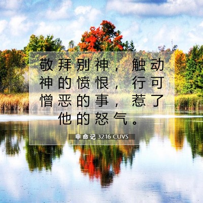 Picture 07 - 申 命 记 32:16 CUVS - 敬 拜 别 神 ， 触 动 神 的 愤 恨 ， - Bible Verse Picture
