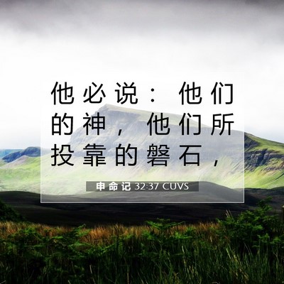 Picture 07 - 申 命 记 32:37 CUVS - 他 必 说 ： 他 们 的 神 ， 他 们 所 - Bible Verse Picture