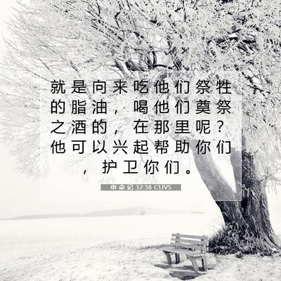 Picture 07 - 申 命 记 32:38 CUVS - 就 是 向 来 吃 他 们 祭 牲 的 脂 油 - Bible Verse Picture