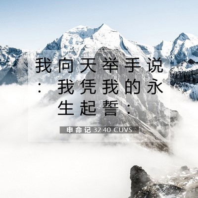 Picture 07 - 申 命 记 32:40 CUVS - 我 向 天 举 手 说 ： 我 凭 我 的 永 - Bible Verse Picture