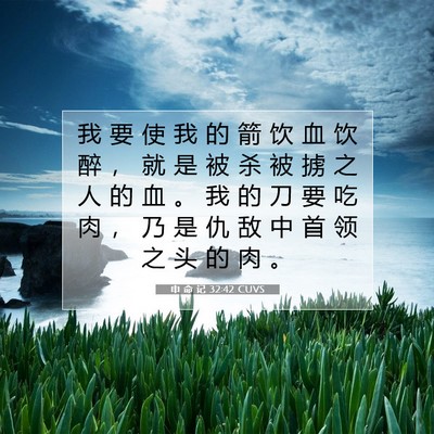 Picture 07 - 申 命 记 32:42 CUVS - 我 要 使 我 的 箭 饮 血 饮 醉 ， 就 - Bible Verse Picture