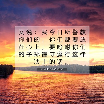 Picture 07 - 申 命 记 32:46 CUVS - 又 说 ： 我 今 日 所 警 教 你 们 的 - Bible Verse Picture