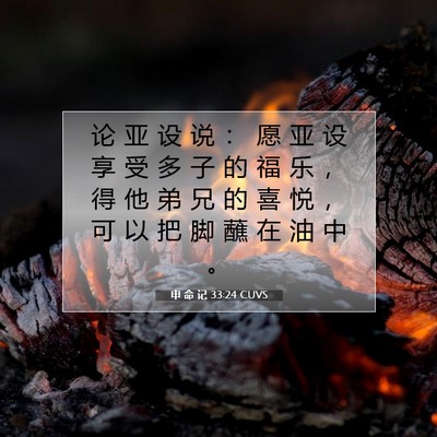 Picture 07 - 申 命 记 33:24 CUVS - 论 亚 设 说 ： 愿 亚 设 享 受 多 子 - Bible Verse Picture