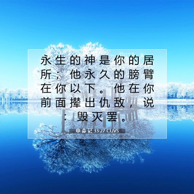 Picture 07 - 申 命 记 33:27 CUVS - 永 生 的 神 是 你 的 居 所 ； 他 永 - Bible Verse Picture