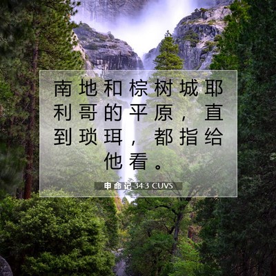 Picture 07 - 申 命 记 34:3 CUVS - 南 地 和 棕 树 城 耶 利 哥 的 平 原 - Bible Verse Picture