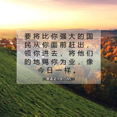 Picture 07 - 申 命 记 4:38 CUVS - 要 将 比 你 强 大 的 国 民 从 你 面 - Bible Verse Picture