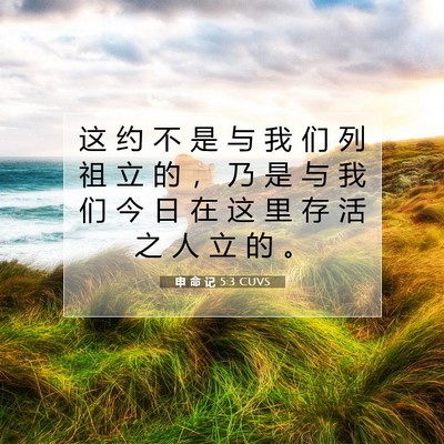 Picture 07 - 申 命 记 5:3 CUVS - 这 约 不 是 与 我 们 列 祖 立 的 ， - Bible Verse Picture