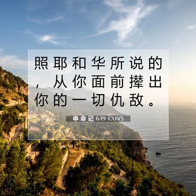 Picture 07 - 申 命 记 6:19 CUVS - 照 耶 和 华 所 说 的 ， 从 你 面 前 - Bible Verse Picture