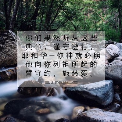 Picture 07 - 申 命 记 7:12 CUVS - 你 们 果 然 听 从 这 些 典 章 ， 谨 - Bible Verse Picture