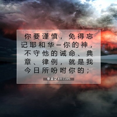 Picture 07 - 申 命 记 8:11 CUVS - 你 要 谨 慎 ， 免 得 忘 记 耶 和 华 - Bible Verse Picture