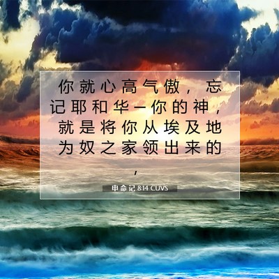Picture 07 - 申 命 记 8:14 CUVS - 你 就 心 高 气 傲 ， 忘 记 耶 和 华 - Bible Verse Picture