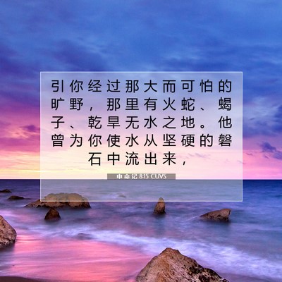 Picture 07 - 申 命 记 8:15 CUVS - 引 你 经 过 那 大 而 可 怕 的 旷 野 - Bible Verse Picture