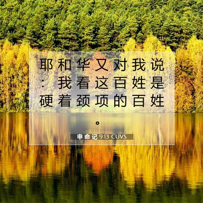 Picture 07 - 申 命 记 9:13 CUVS - 耶 和 华 又 对 我 说 ： 我 看 这 百 - Bible Verse Picture