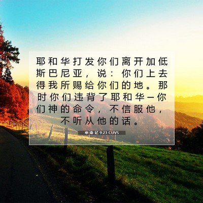 Picture 07 - 申 命 记 9:23 CUVS - 耶 和 华 打 发 你 们 离 开 加 低 斯 - Bible Verse Picture