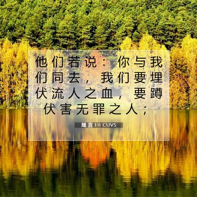 Picture 07 - 箴 言 1:11 CUVS - 他 们 若 说 ： 你 与 我 们 同 去 ， - Bible Verse Picture