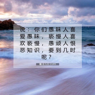 Picture 07 - 箴 言 1:22 CUVS - 说 ： 你 们 愚 昧 人 喜 爱 愚 昧 ， - Bible Verse Picture