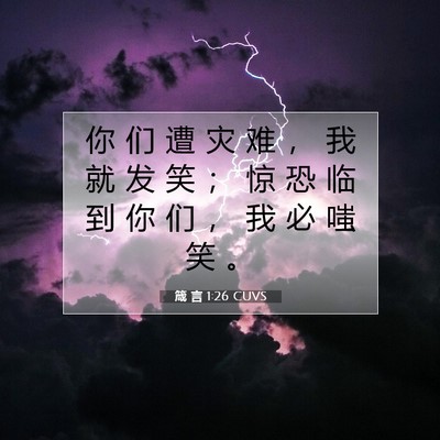 Picture 07 - 箴 言 1:26 CUVS - 你 们 遭 灾 难 ， 我 就 发 笑 ； 惊 - Bible Verse Picture