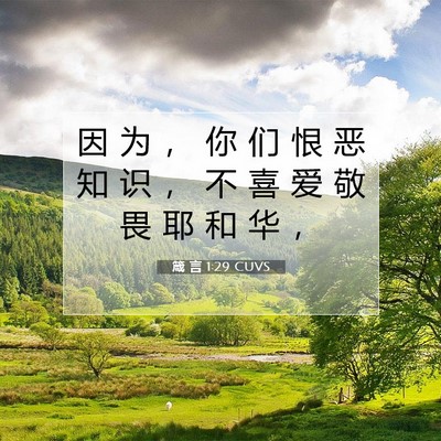 Picture 07 - 箴 言 1:29 CUVS - 因 为 ， 你 们 恨 恶 知 识 ， 不 喜 - Bible Verse Picture