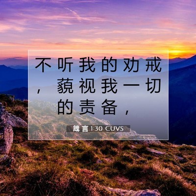 Picture 07 - 箴 言 1:30 CUVS - 不 听 我 的 劝 戒 ， 藐 视 我 一 切 - Bible Verse Picture