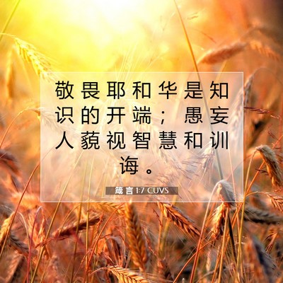 Picture 07 - 箴 言 1:7 CUVS - 敬 畏 耶 和 华 是 知 识 的 开 端 ； - Bible Verse Picture