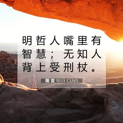 Picture 07 - 箴 言 10:13 CUVS - 明 哲 人 嘴 里 有 智 慧 ； 无 知 人 - Bible Verse Picture