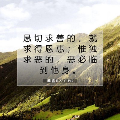 Picture 07 - 箴 言 11:27 CUVS - 恳 切 求 善 的 ， 就 求 得 恩 惠 ； - Bible Verse Picture