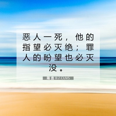 Picture 07 - 箴 言 11:7 CUVS - 恶 人 一 死 ， 他 的 指 望 必 灭 绝 - Bible Verse Picture