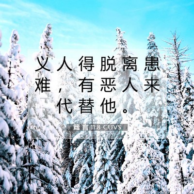 Picture 07 - 箴 言 11:8 CUVS - 义 人 得 脱 离 患 难 ， 有 恶 人 来 - Bible Verse Picture
