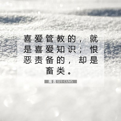 Picture 07 - 箴 言 12:1 CUVS - 喜 爱 管 教 的 ， 就 是 喜 爱 知 识 - Bible Verse Picture